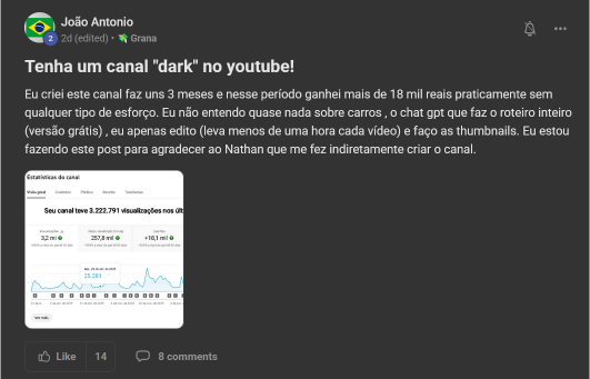 Resultado com canal dark