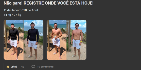 Relato de emagrecimento