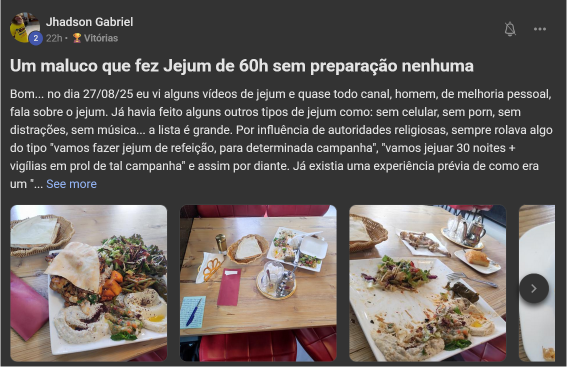 Membro completa jejum