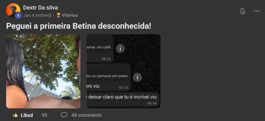 Post de membro na comunidade: Chegou numa desconhecida na praia