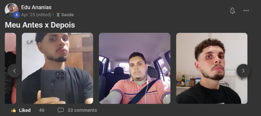 Post de membro na comunidade: A foto de 2022 que virou motivação diária